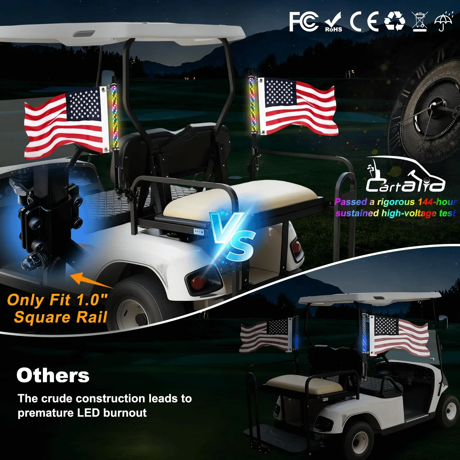 Cartalia GCFL710 2FT Golf Cart Flag Whip Light Set image 2