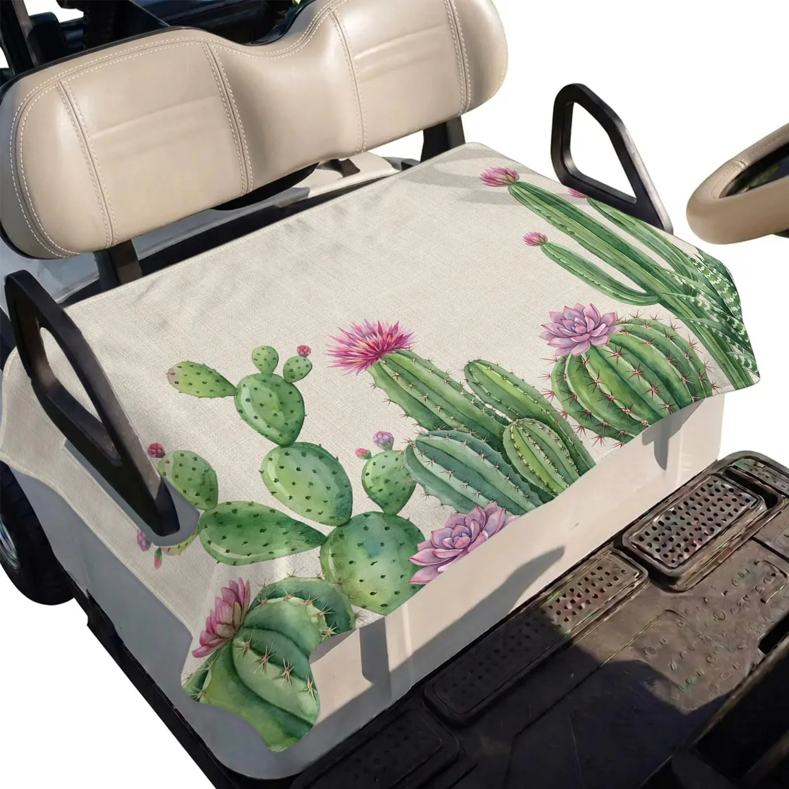 DecorLovee Green Cactus Golf Cart Seat Cover 51 x 31 in