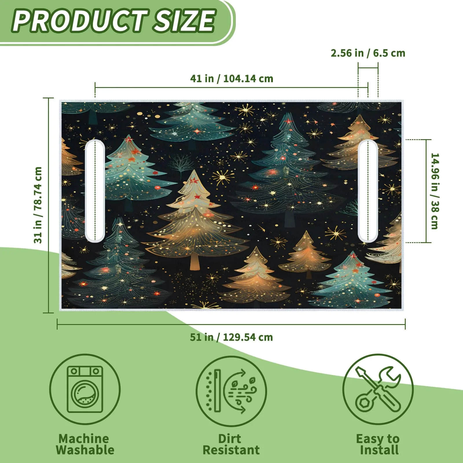 Tiveruda Christmas Tree Golf Cart Seat Cover, 51 x 31 in image 2