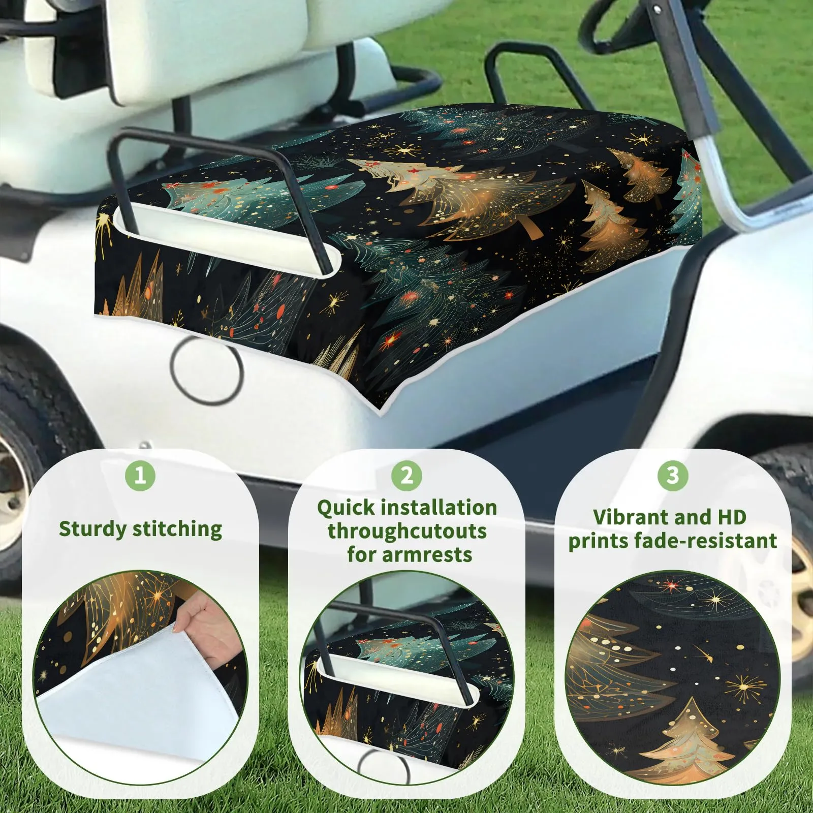 Tiveruda Christmas Tree Golf Cart Seat Cover, 51 x 31 in image 3