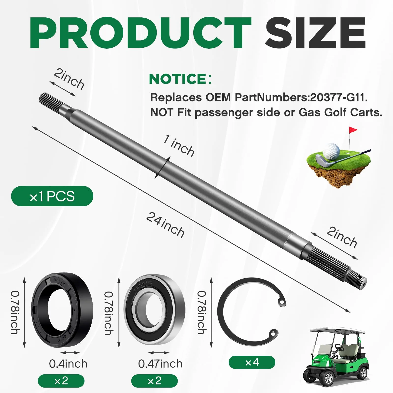 Gisafai E-Z-G-O Rear Axle Shaft Kit 20377G11 image 2