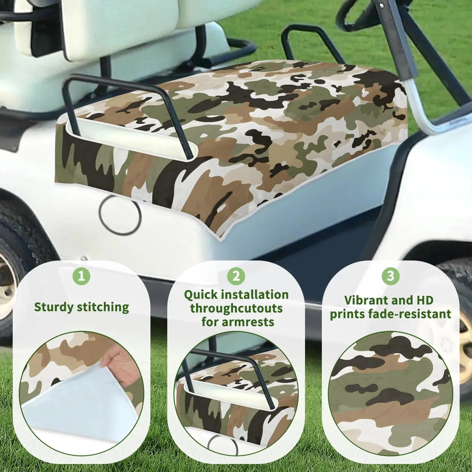 Tiveruda Camouflage Brown Golf Cart Seat Cover 51 x 31 image 3