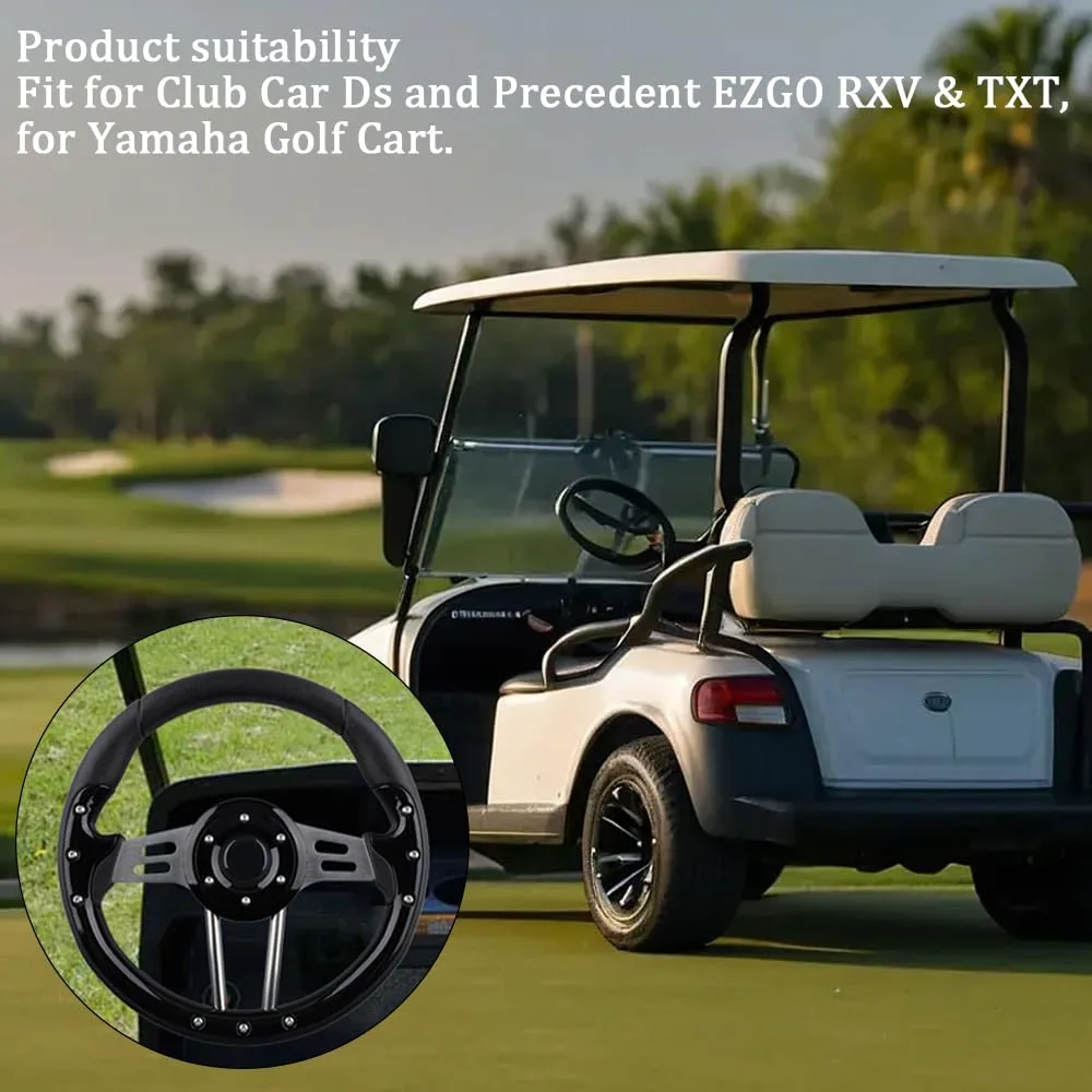 BOBUPLY Black Golf Cart Steering Wheel WYLLF1 image 2