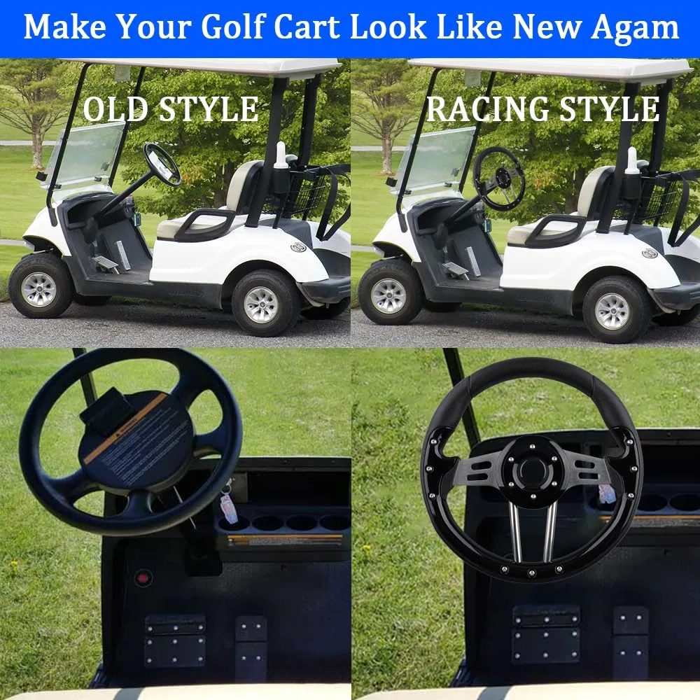 BOBUPLY Black Golf Cart Steering Wheel WYLLF1 image 4