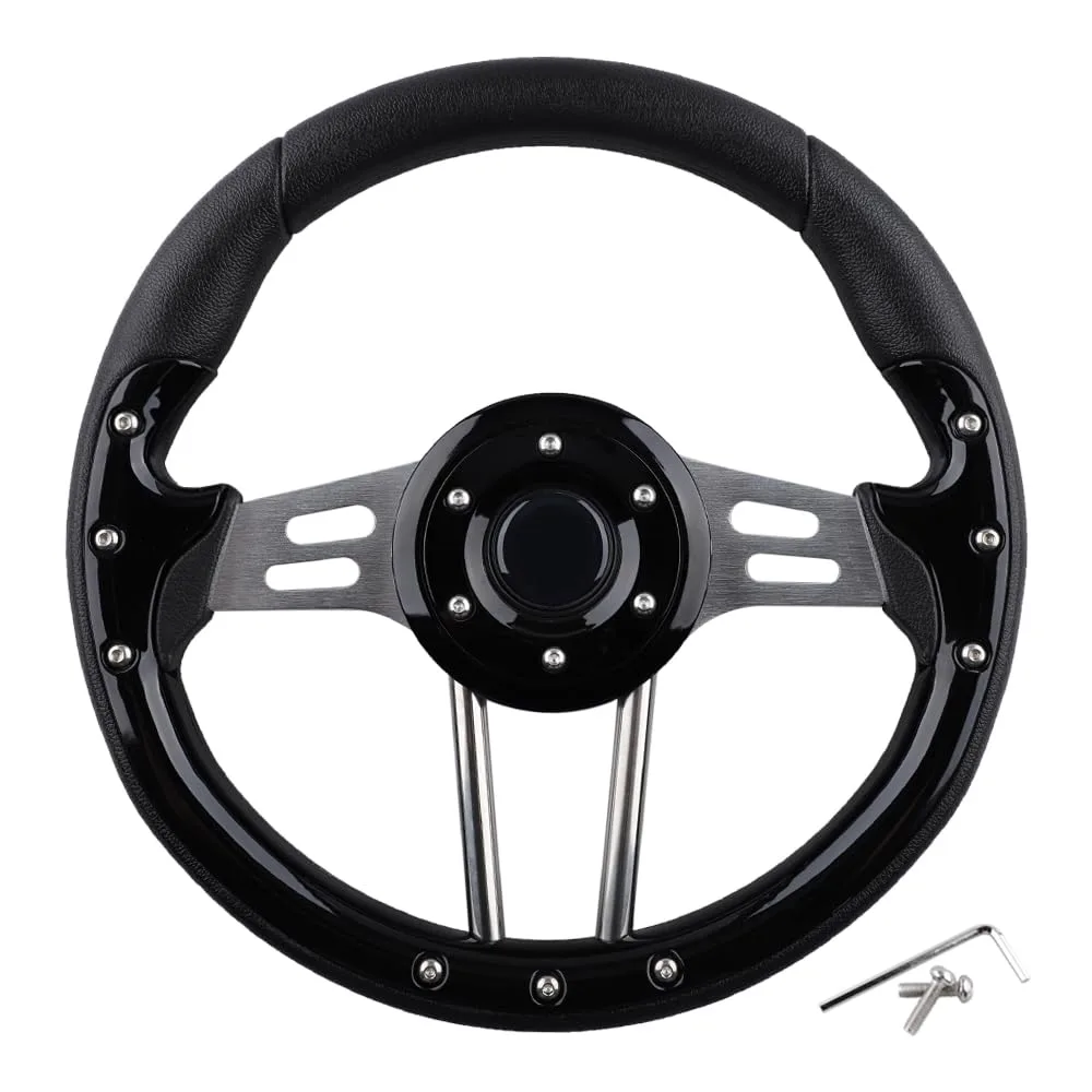 BOBUPLY Black Golf Cart Steering Wheel WYLLF1