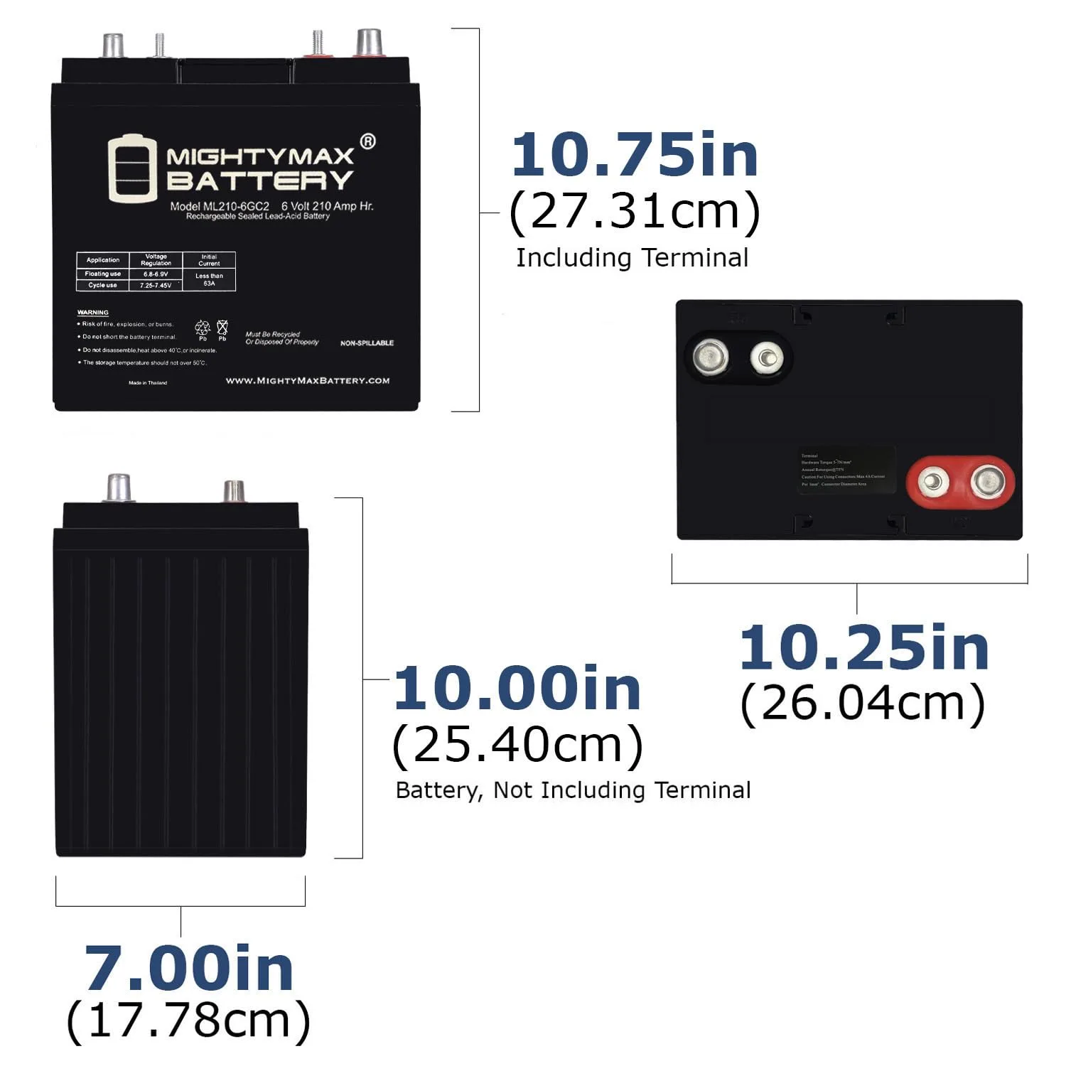 Mighty Max 6V 210Ah Dual-Terminal Club Car Battery 2-Pack image 2