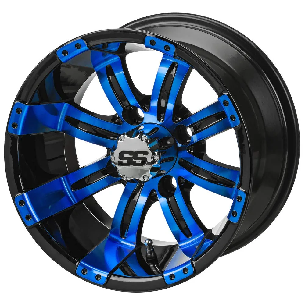 RM Cart Casino 12-Inch Black & Blue Golf Cart Wheels, Set of 4