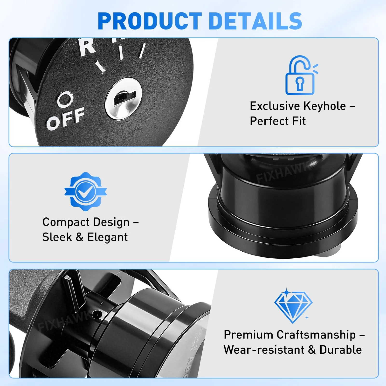 FIXHAWK EZGO RXV Ignition Switch with 2 Keys — MPN 605637 image 4