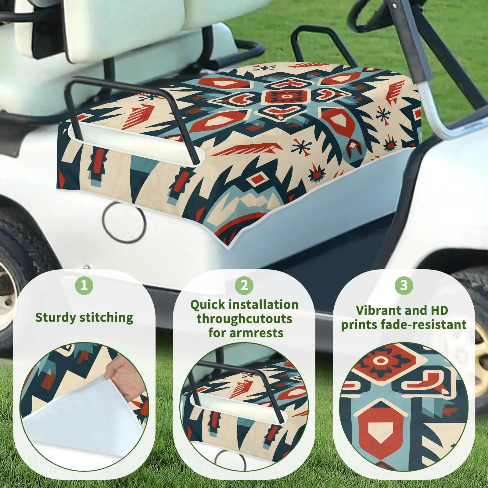 Tiveruda Golf Cart Seat Cover for Double Seats, 51 x 31 in image 3