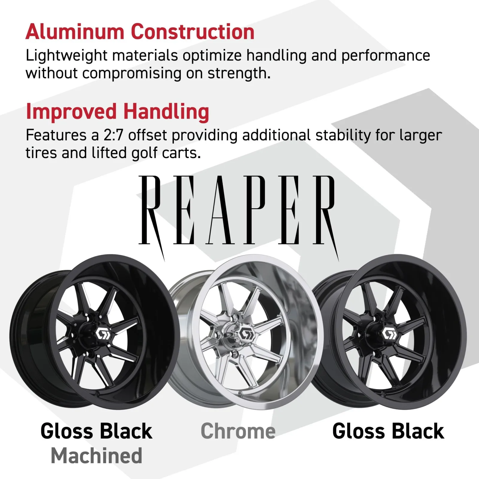 GTW Reaper 15-Inch Gloss Black Golf Cart Wheel image 2