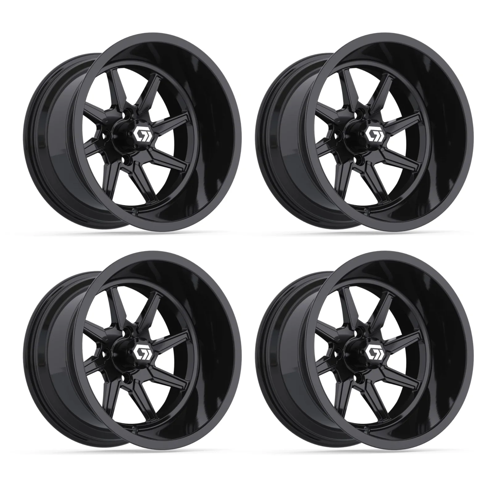 GTW Reaper 15-Inch Gloss Black Golf Cart Wheel