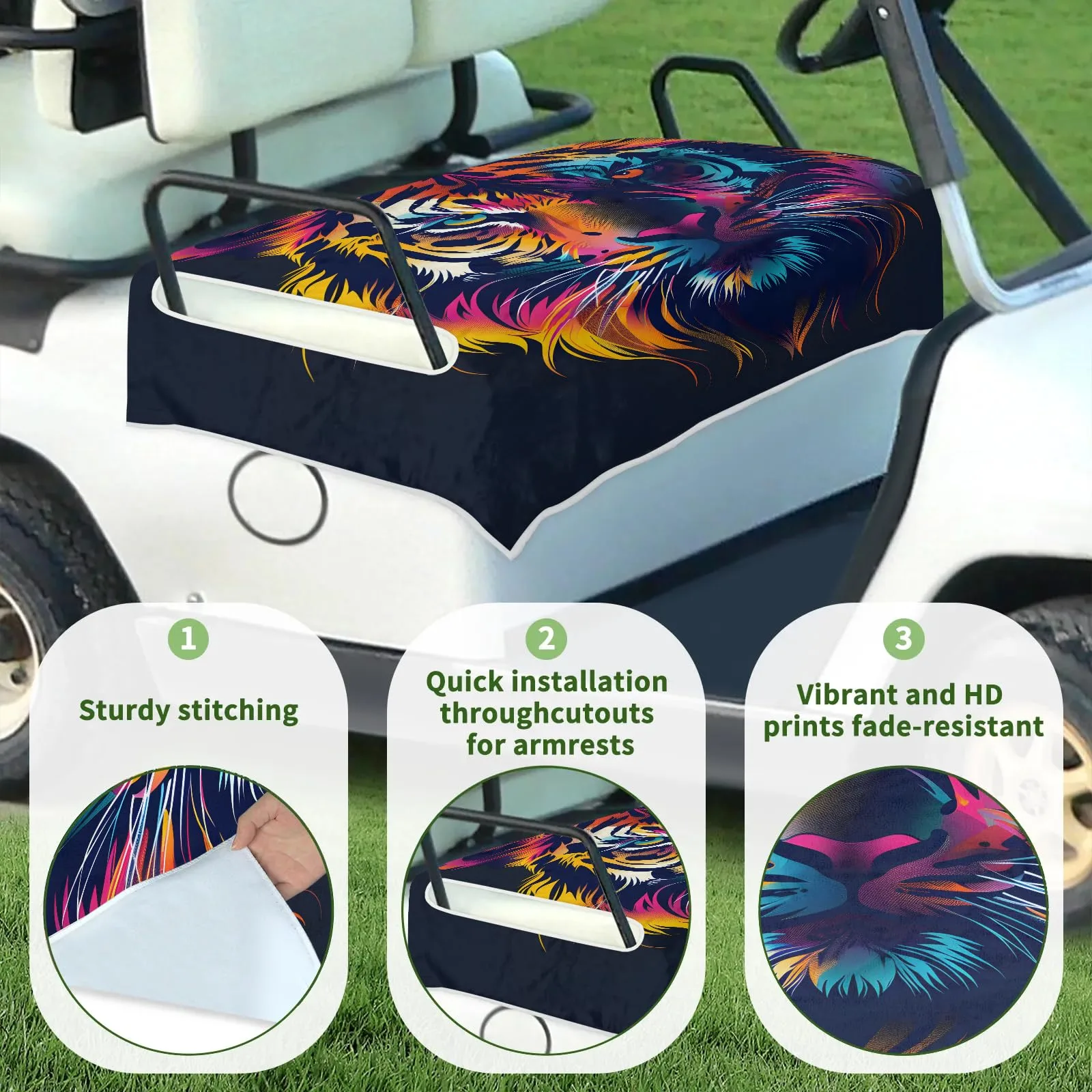 Tiveruda Golf Cart Seat Cover for Double Seats image 3