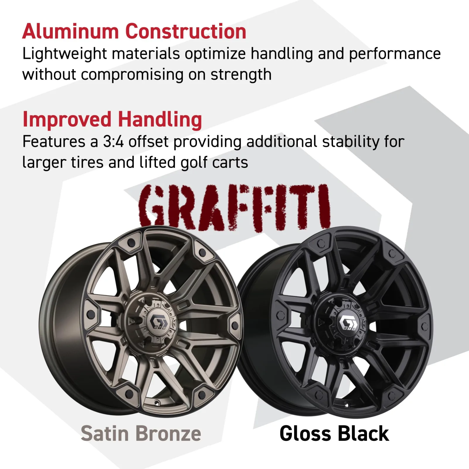 GTW Graffiti 14-Inch Satin Bronze Golf Cart Wheels image 2