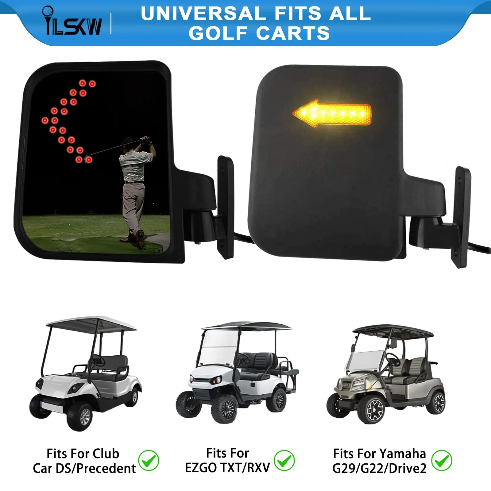 iLSKW Golf Cart Side Mirrors with Turn Signals image 2