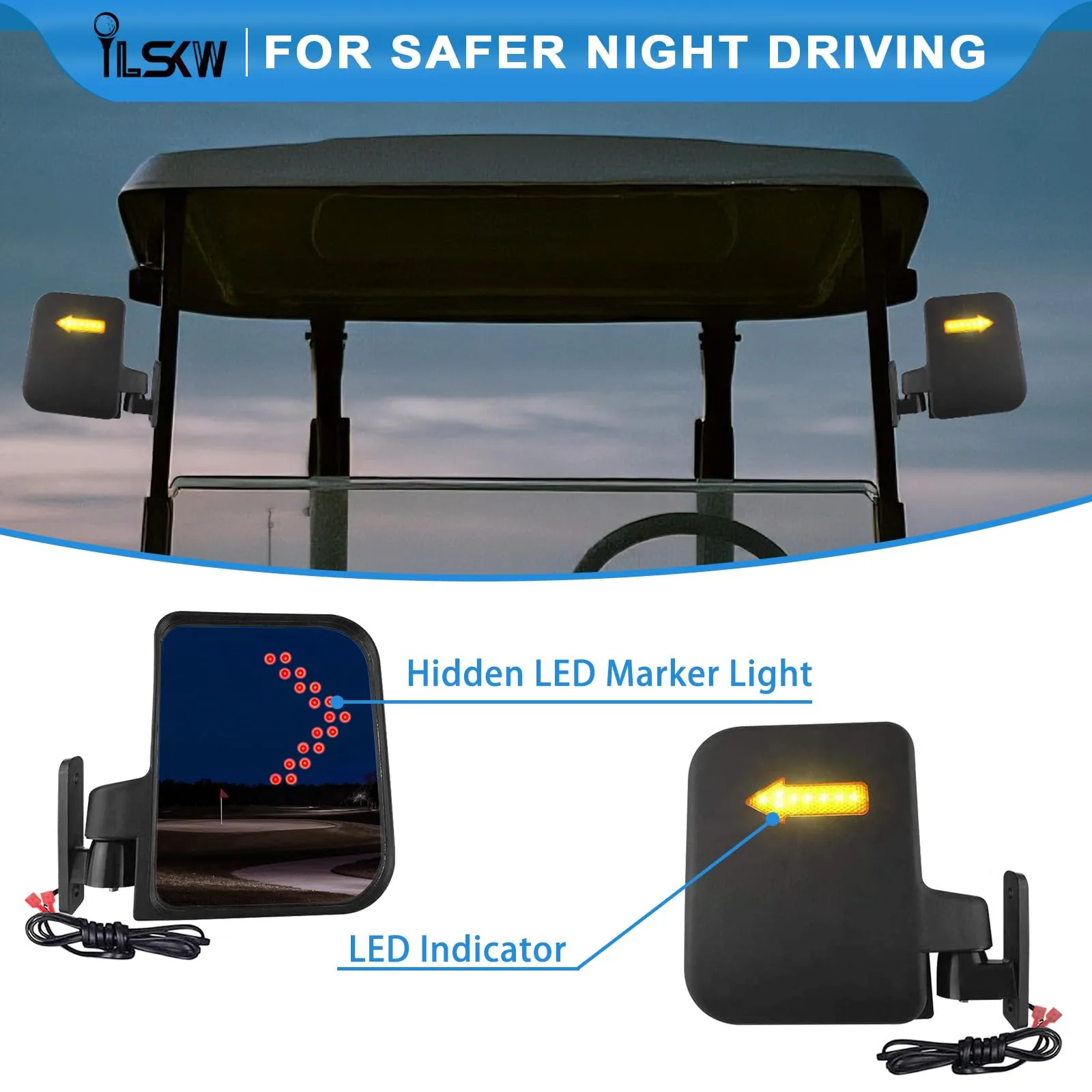 iLSKW Golf Cart Side Mirrors with Turn Signals image 3