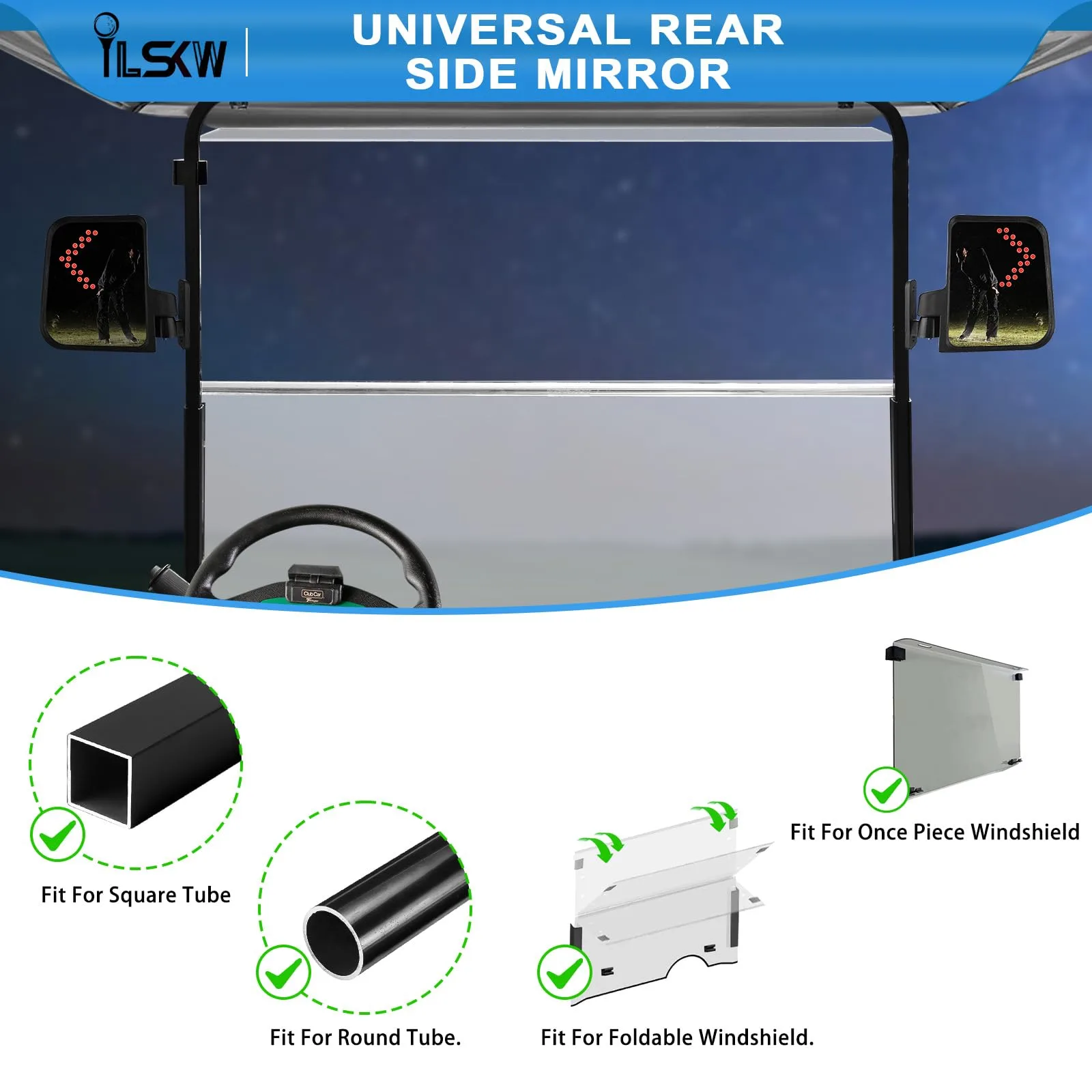 iLSKW Golf Cart Side Mirrors with Turn Signals image 4