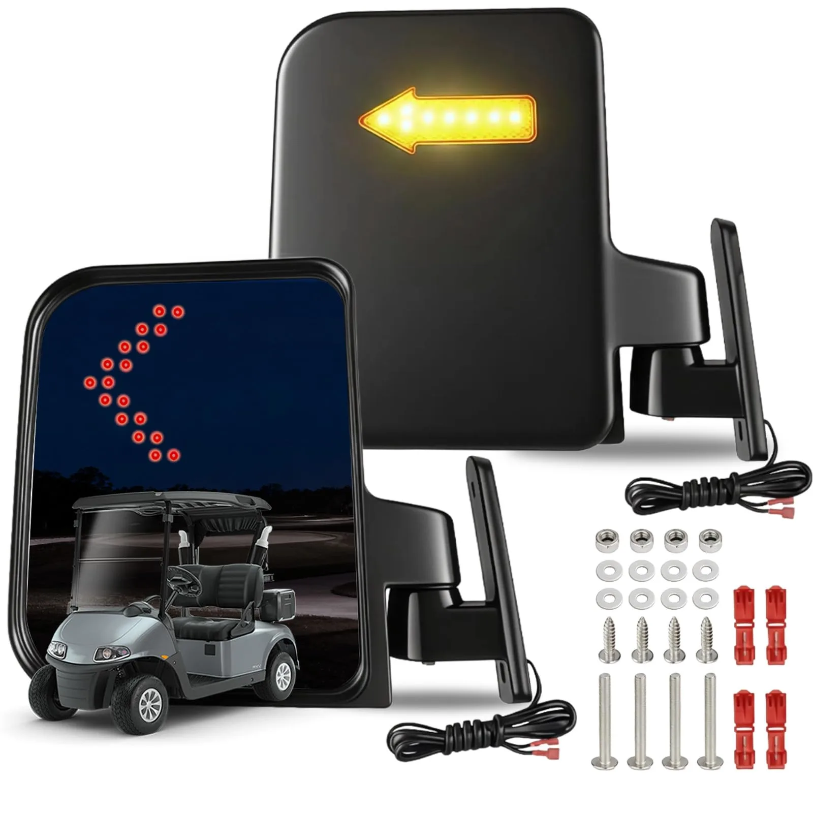 iLSKW Golf Cart Side Mirrors with Turn Signals