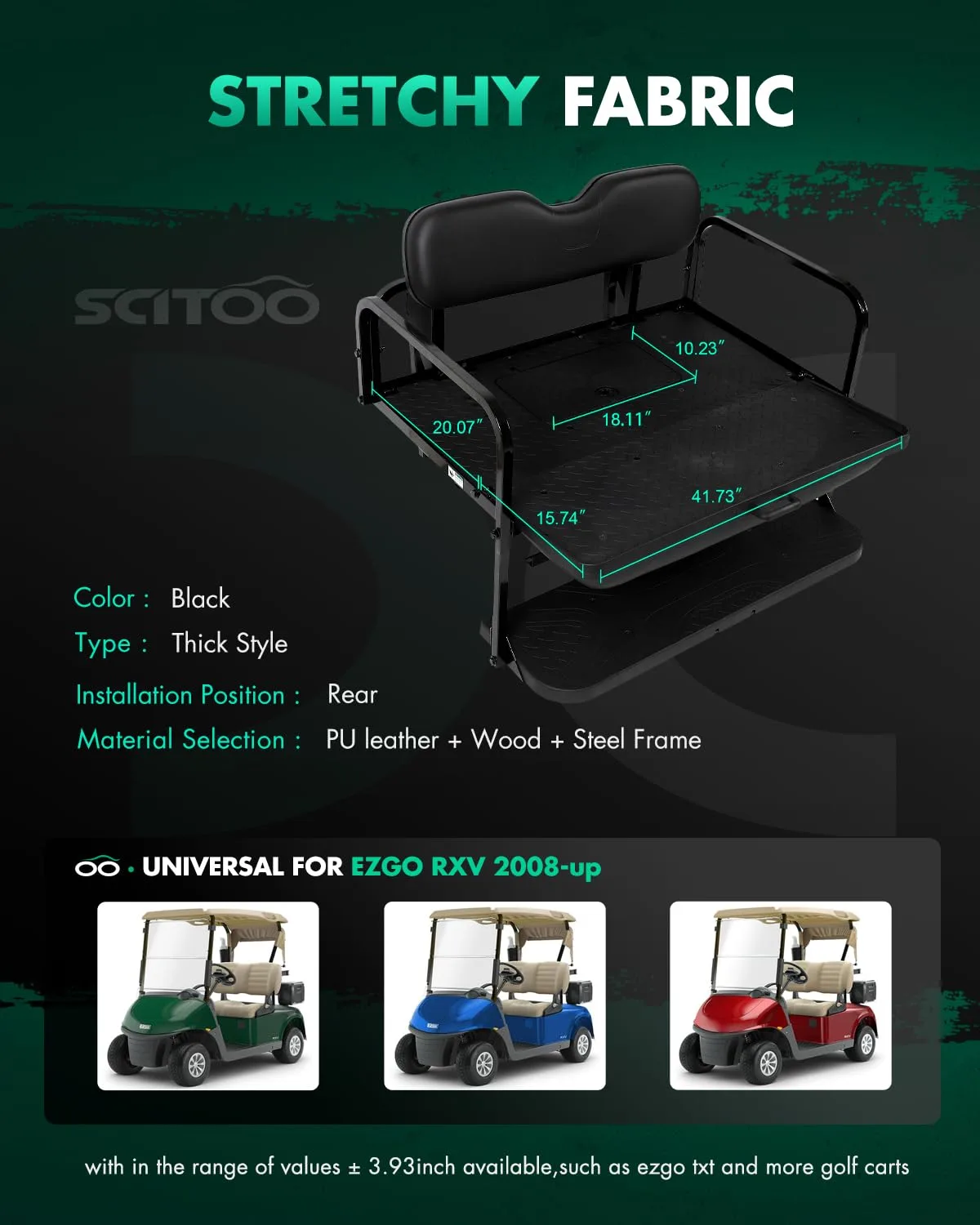 SCITOO Rear Seat Kit for E-Z-GO RXV 2008+ image 2