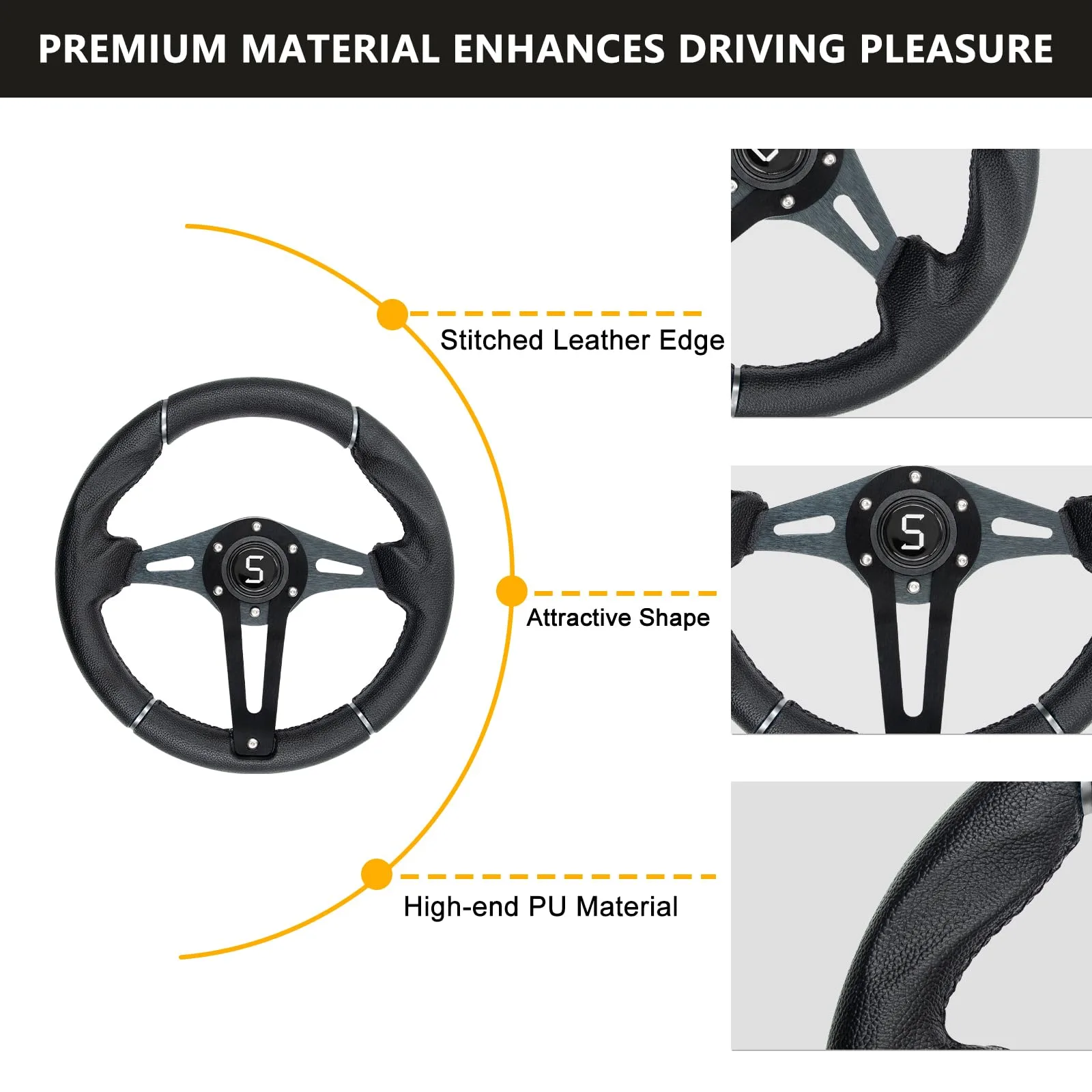 Shu-Ran SW-04 12.5-Inch Golf Cart Steering Wheel image 2
