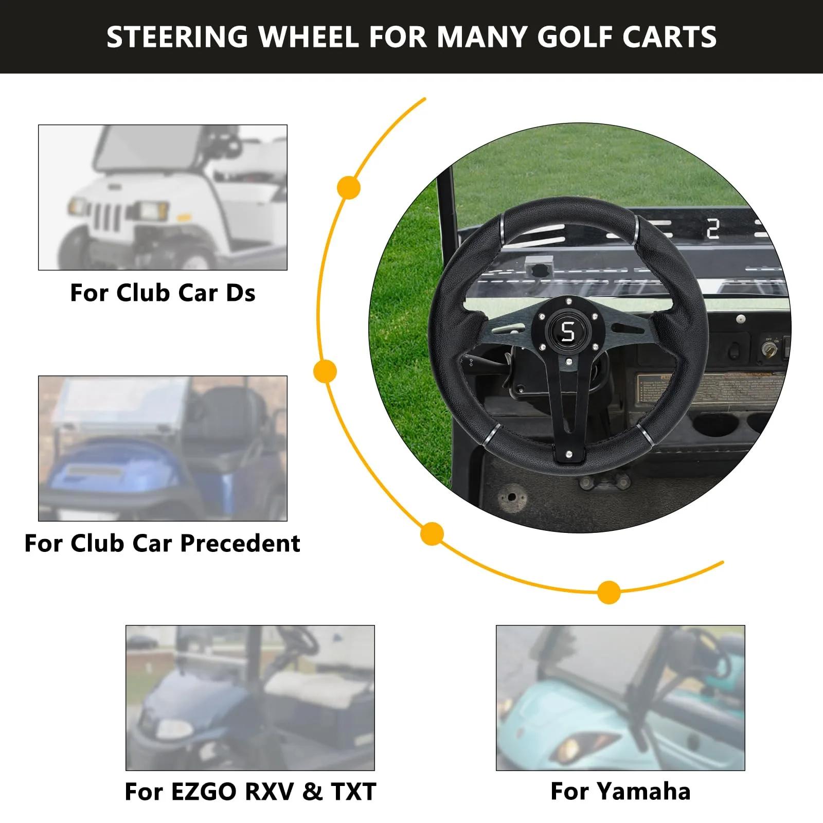 Shu-Ran SW-04 12.5-Inch Golf Cart Steering Wheel image 4