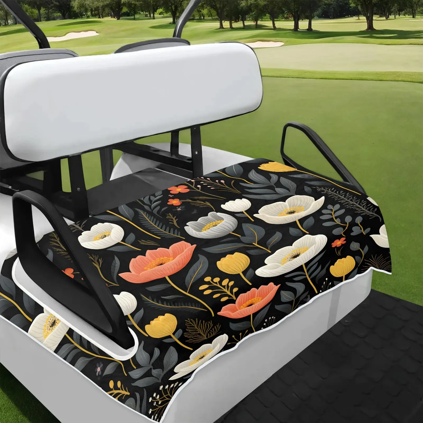 Tiveruda Floral Golf Cart Seat Cover for Double Seats