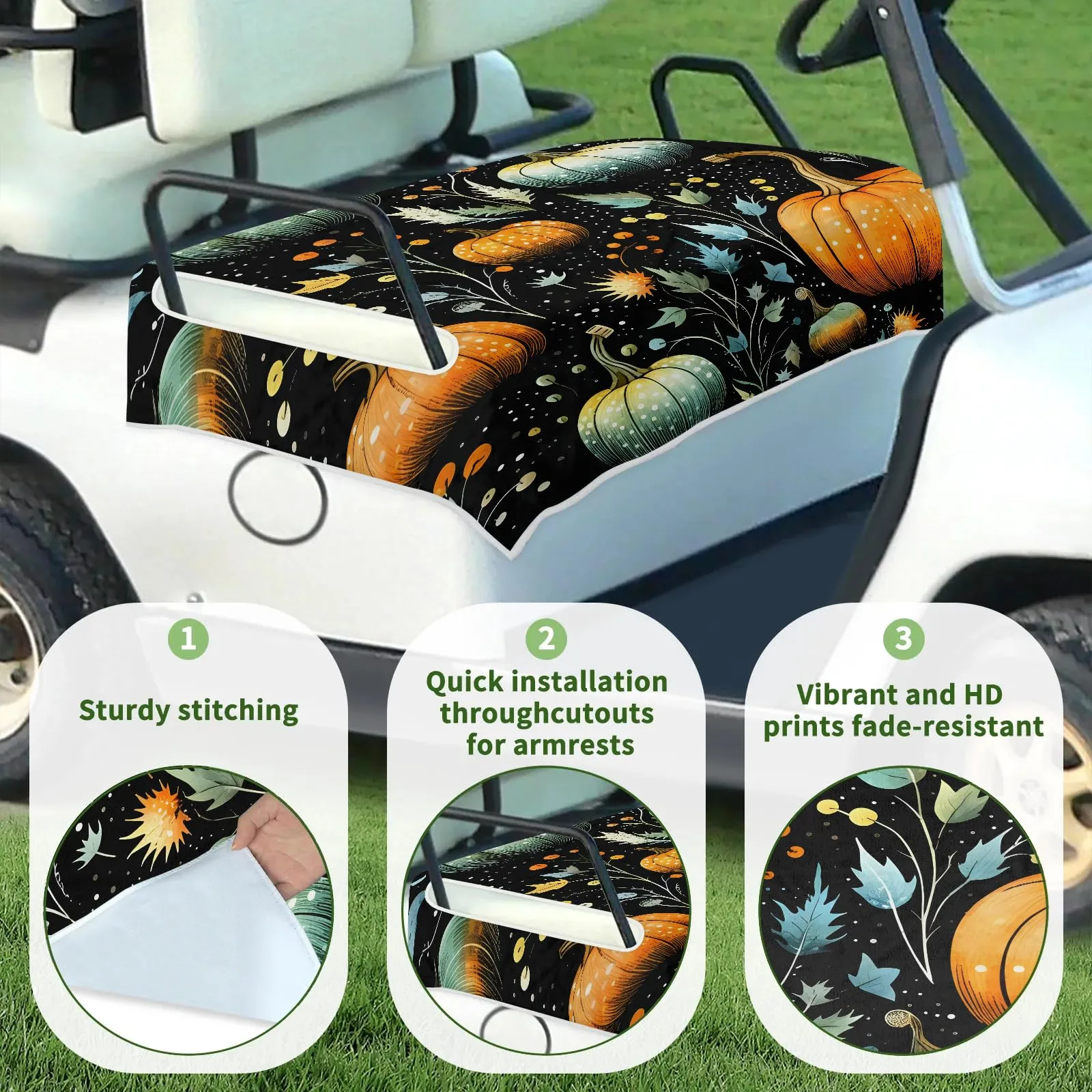 Tiveruda Halloween Pumpkin Golf Cart Seat Cover image 3