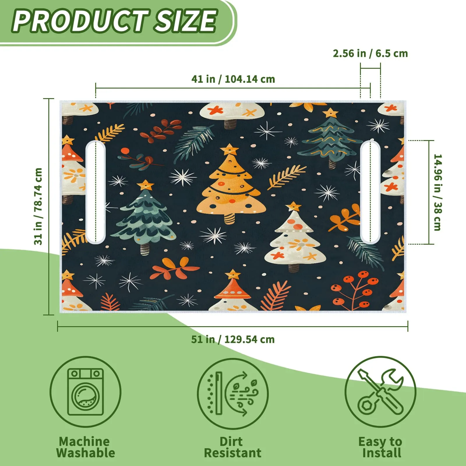 Tiveruda Christmas Tree Golf Cart Seat Cover, 51 x 31 in image 2