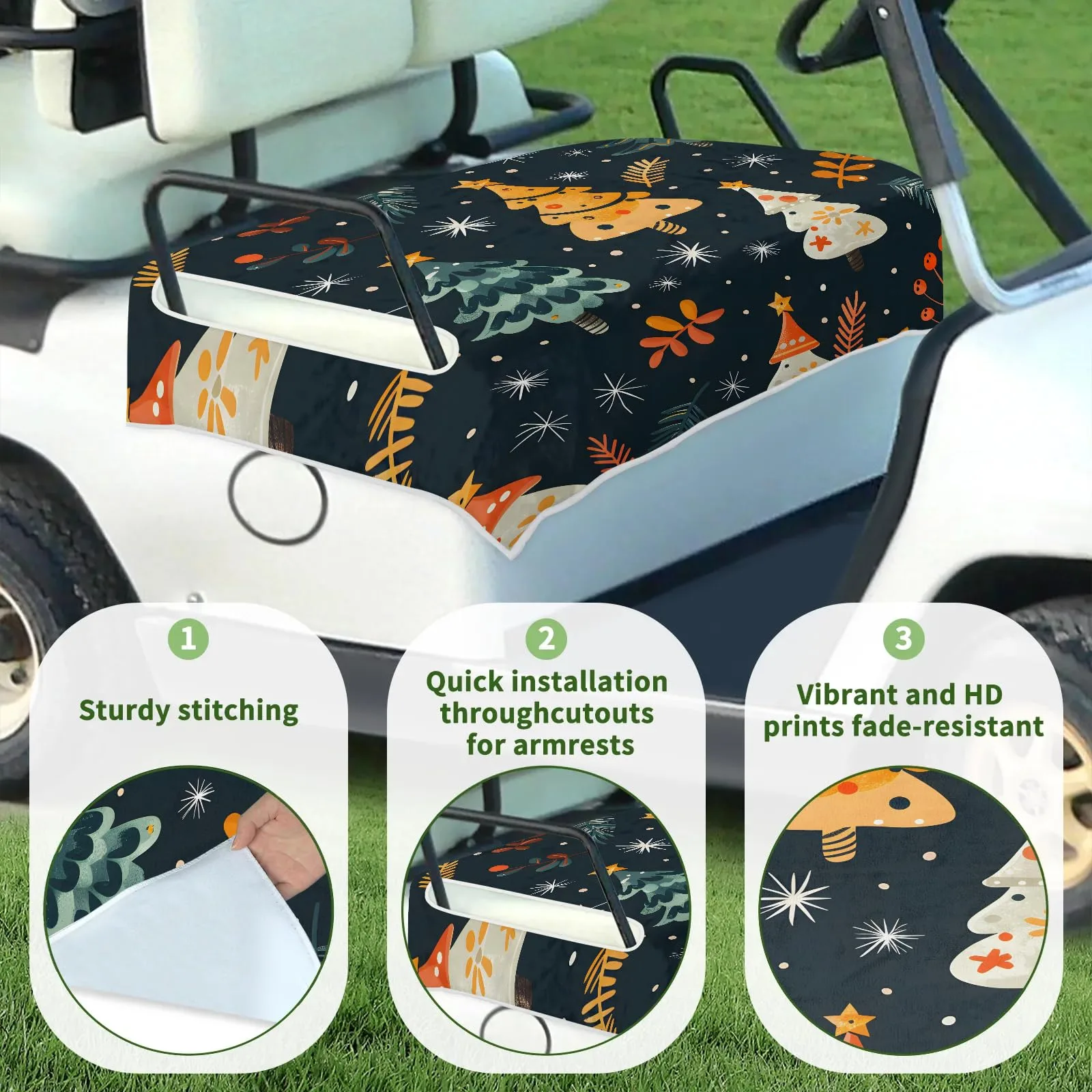 Tiveruda Christmas Tree Golf Cart Seat Cover, 51 x 31 in image 3