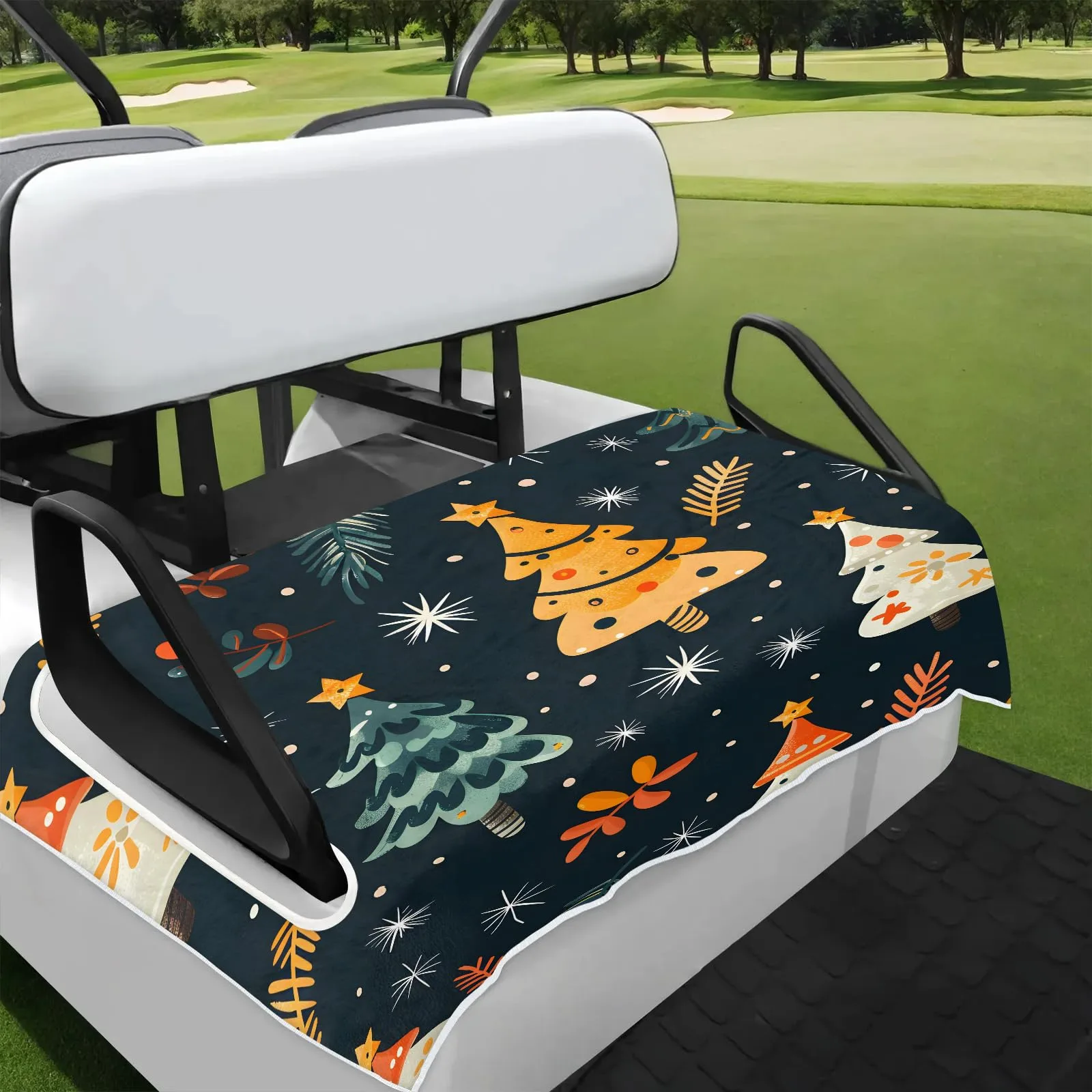 Tiveruda Christmas Tree Golf Cart Seat Cover, 51 x 31 in