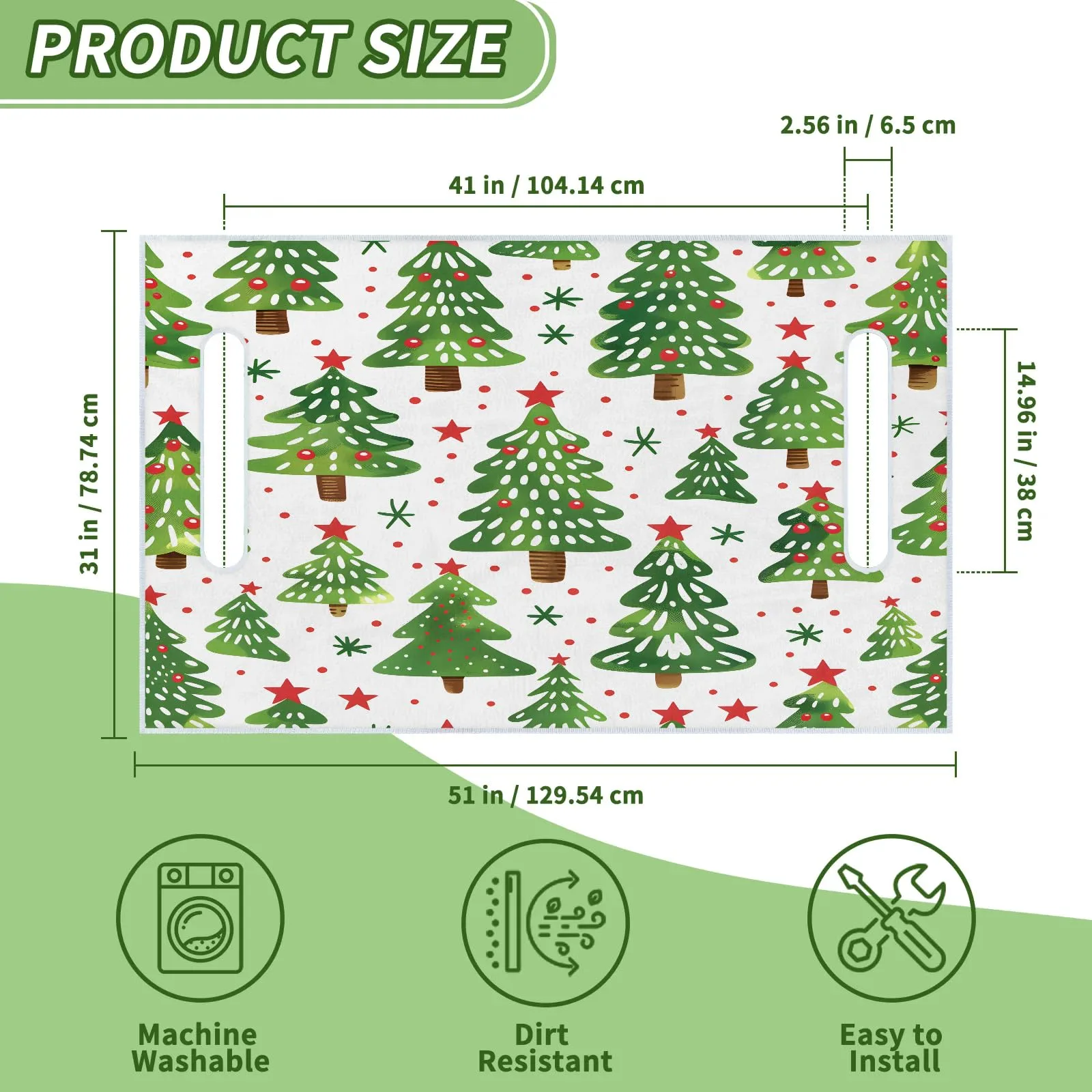 Tiveruda Christmas Tree Golf Cart Seat Cover, 51 x 31 in image 2