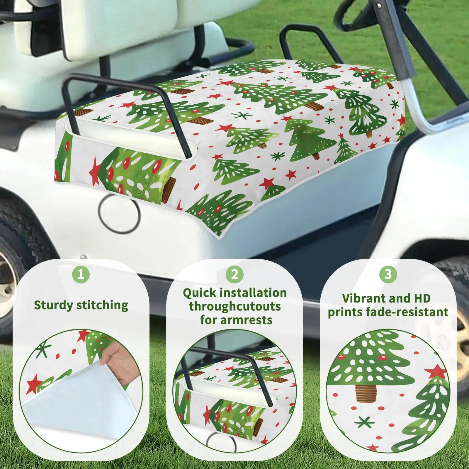 Tiveruda Christmas Tree Golf Cart Seat Cover, 51 x 31 in image 3