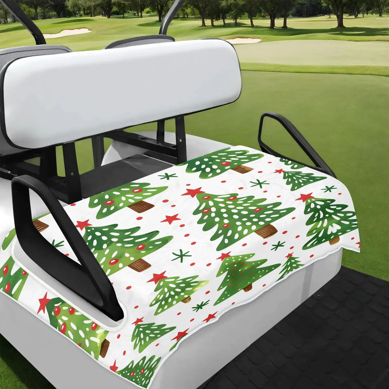 Tiveruda Christmas Tree Golf Cart Seat Cover, 51 x 31 in