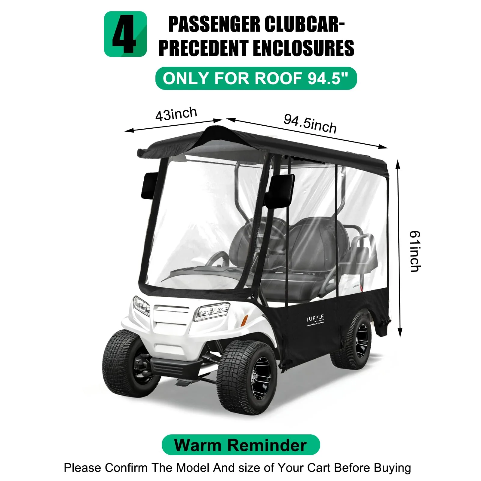LUPPLE Enclosure for Club Car Precedent Long Roof image 2