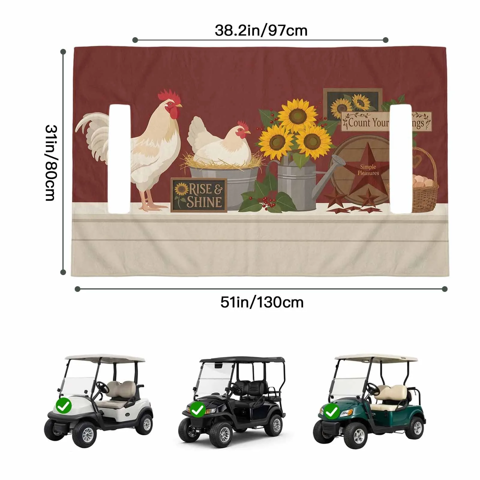 Trosturdspn Western Rooster Golf Cart Seat Cover Blanket image 2