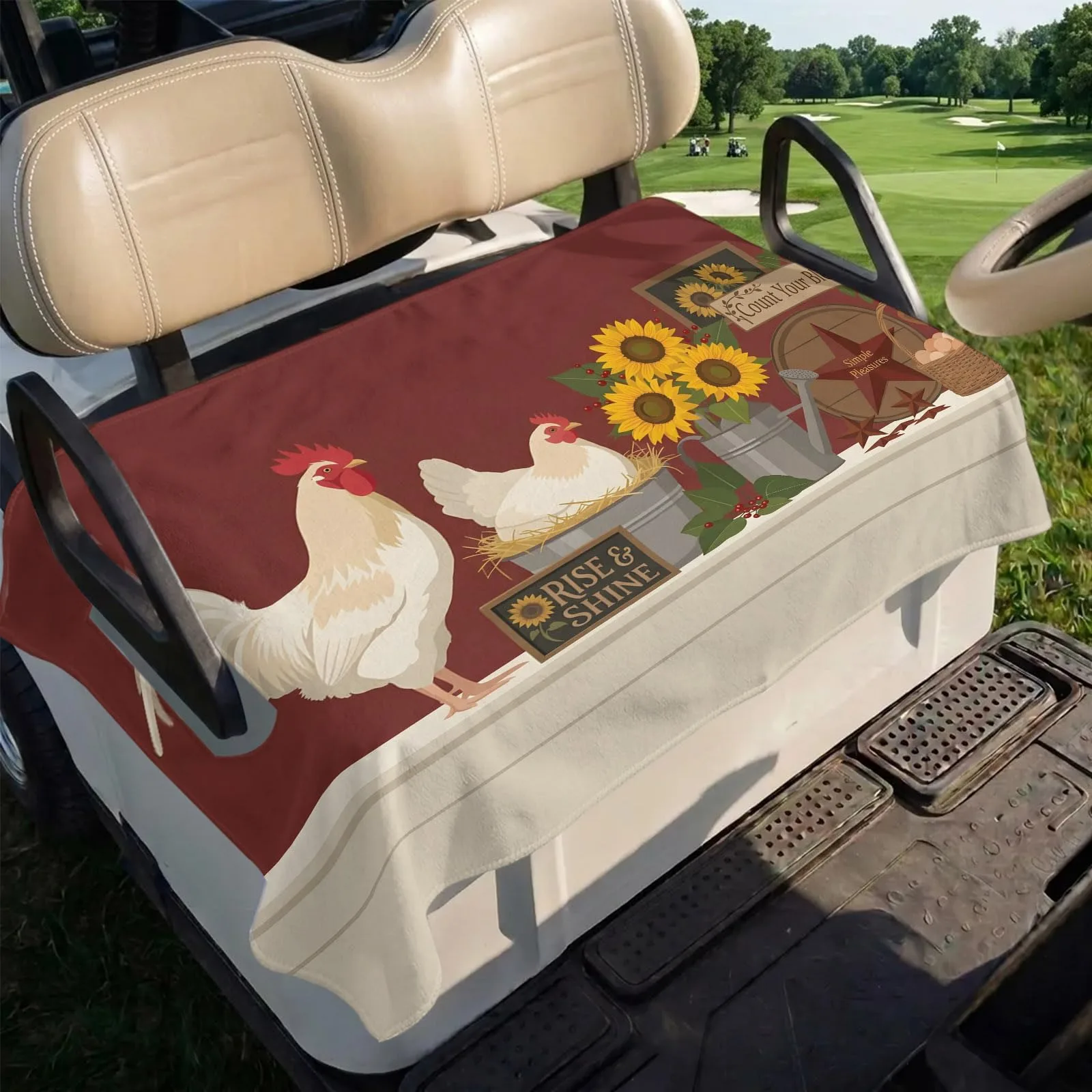 Trosturdspn Western Rooster Golf Cart Seat Cover Blanket image 4