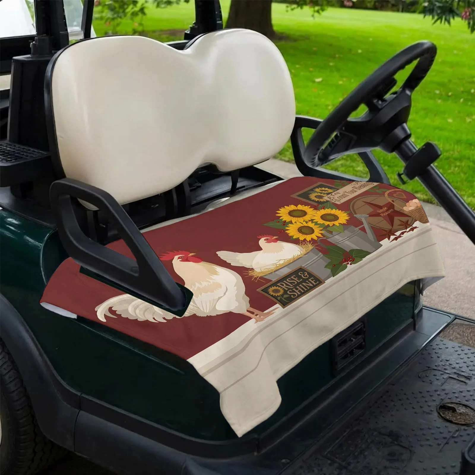 Trosturdspn Western Rooster Golf Cart Seat Cover Blanket