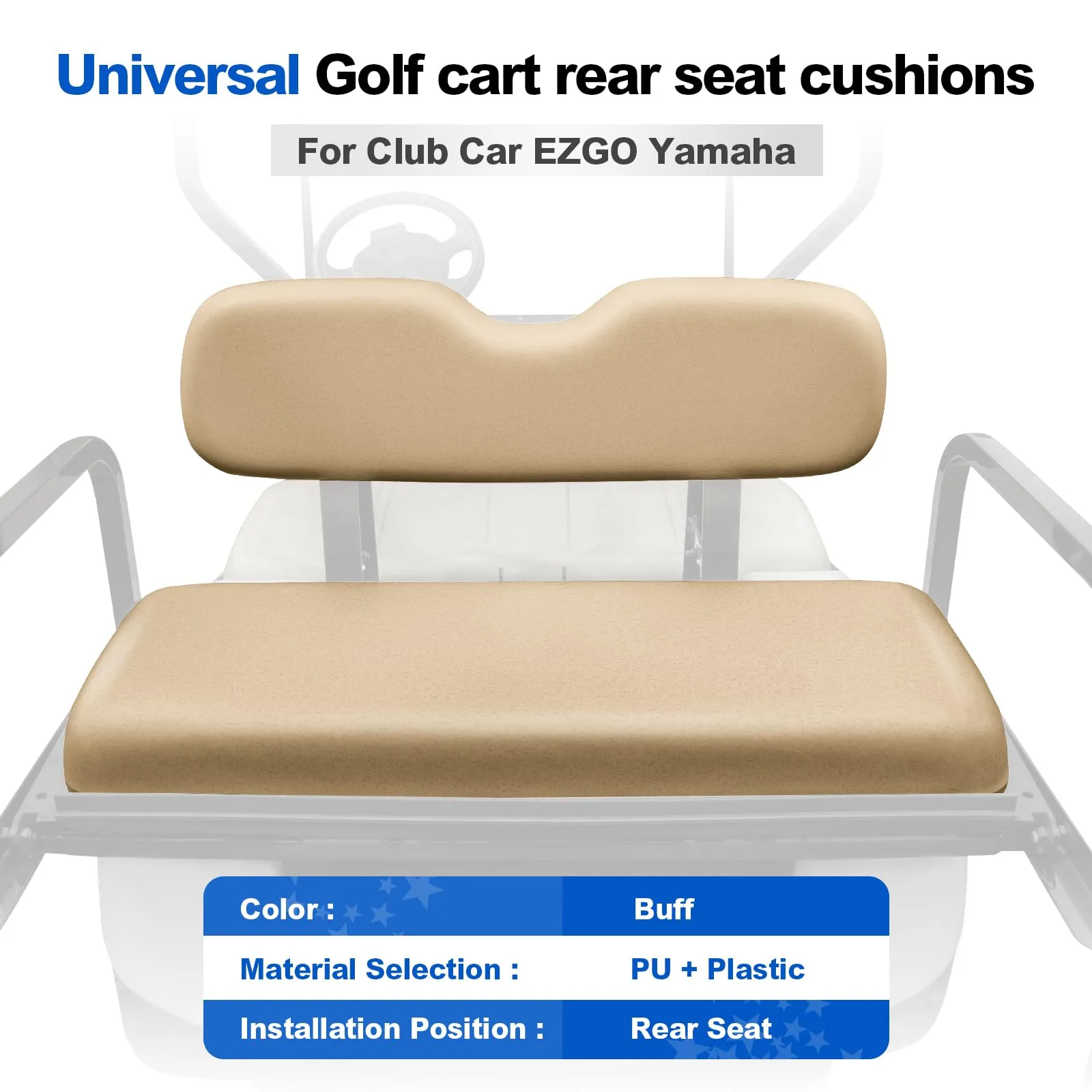 NOKINS Golf Cart Rear Seat Cushion Set, Buff image 2