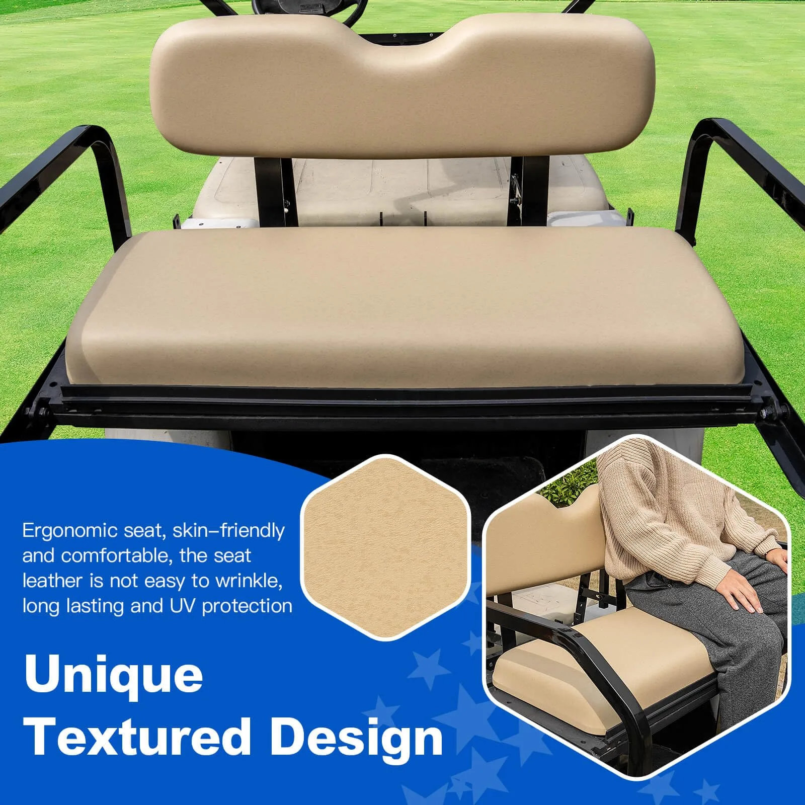 NOKINS Golf Cart Rear Seat Cushion Set, Buff image 3