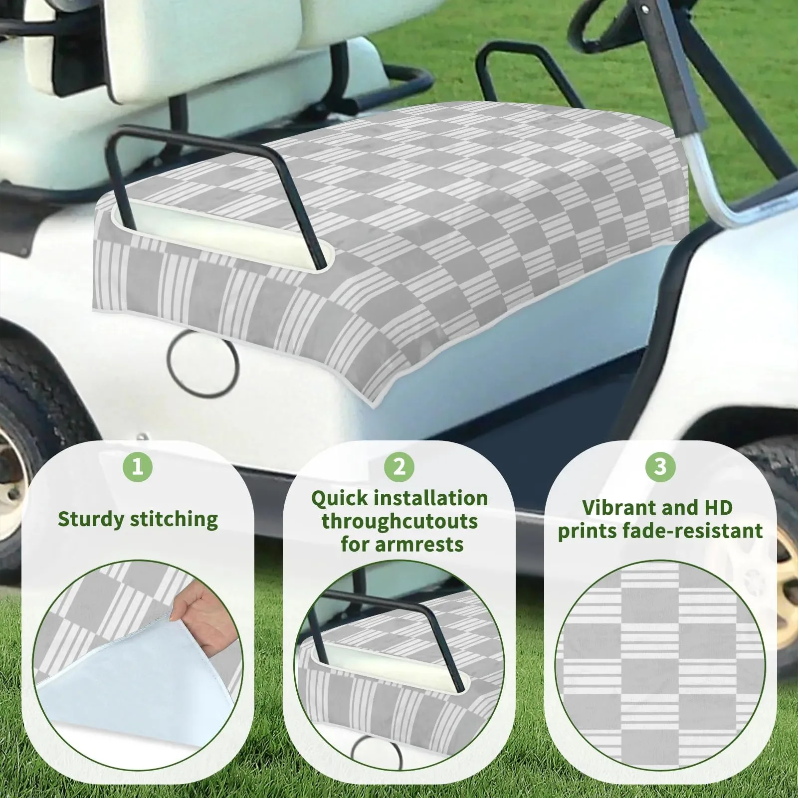 Tiveruda Gray Stripe Golf Cart Seat Cover, 51 x 31 in image 3