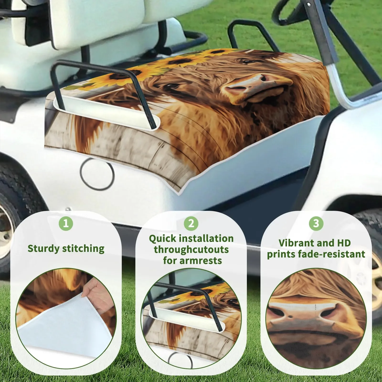 Tiveruda Golf Cart Seat Cover for Double Seats, 51 x 31 in image 3