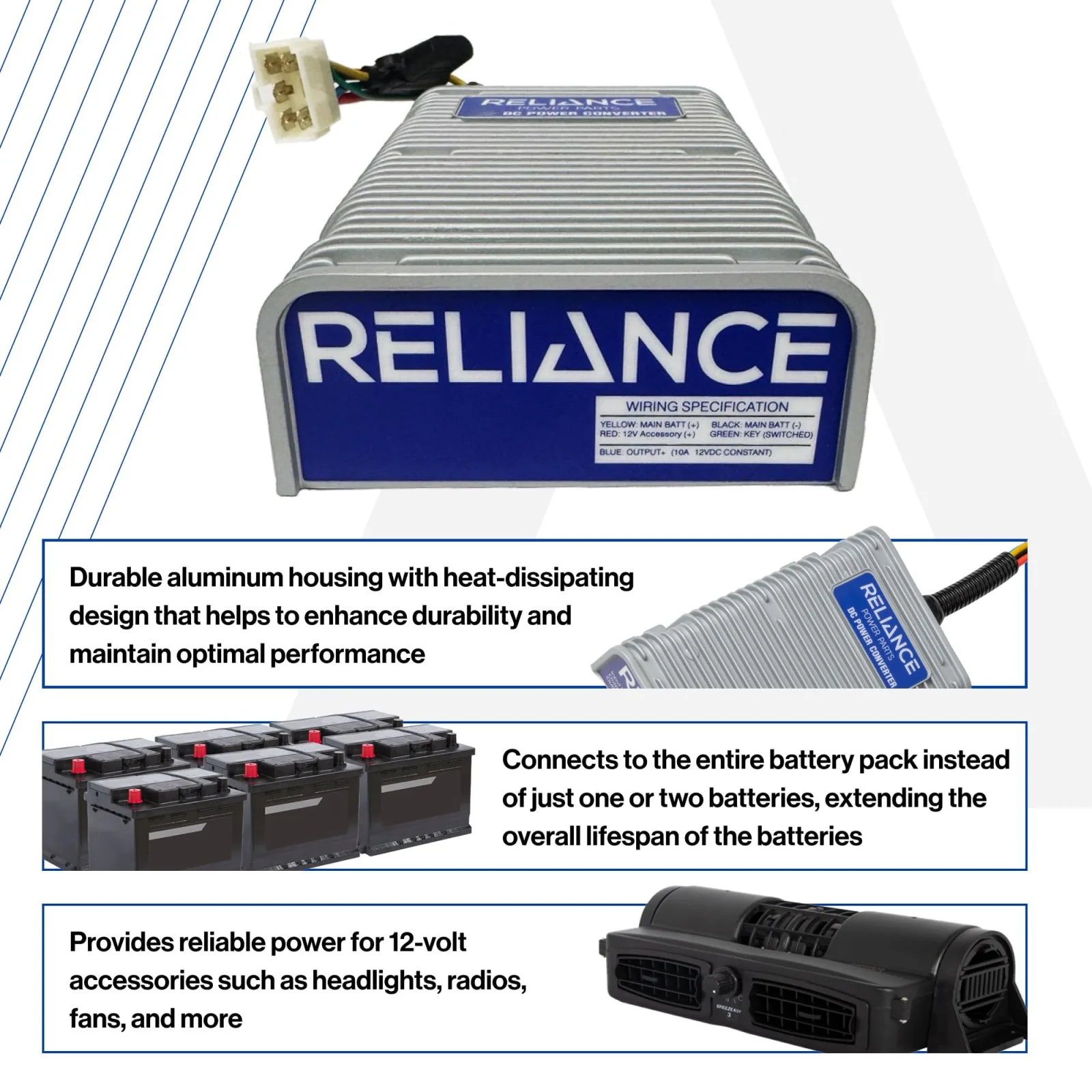 Reliance 13-093 50A DC-DC Converter for 72V Golf Carts image 4
