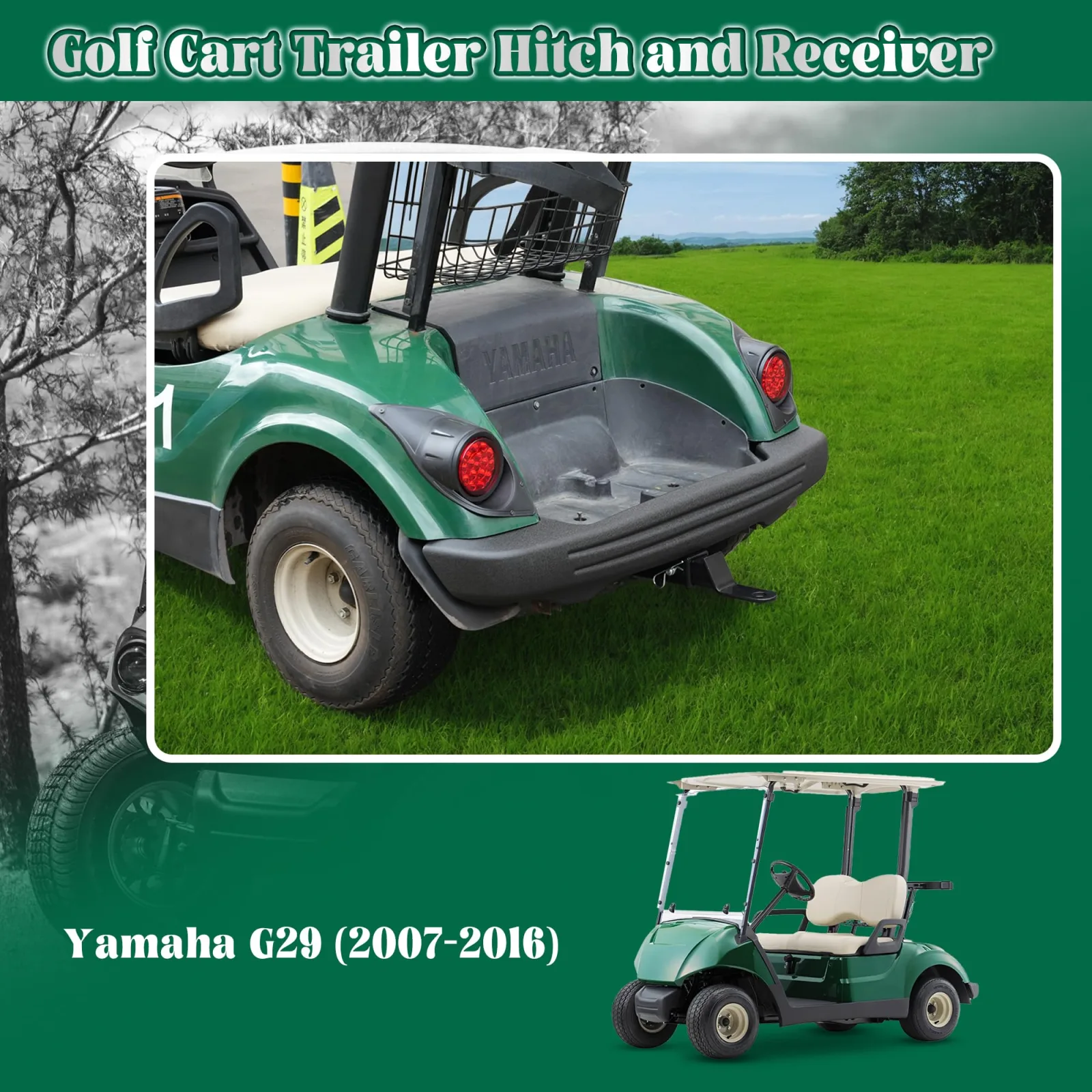 10L0L Rear Hitch Receiver for Yamaha G29 Drive 2007-2016 image 4