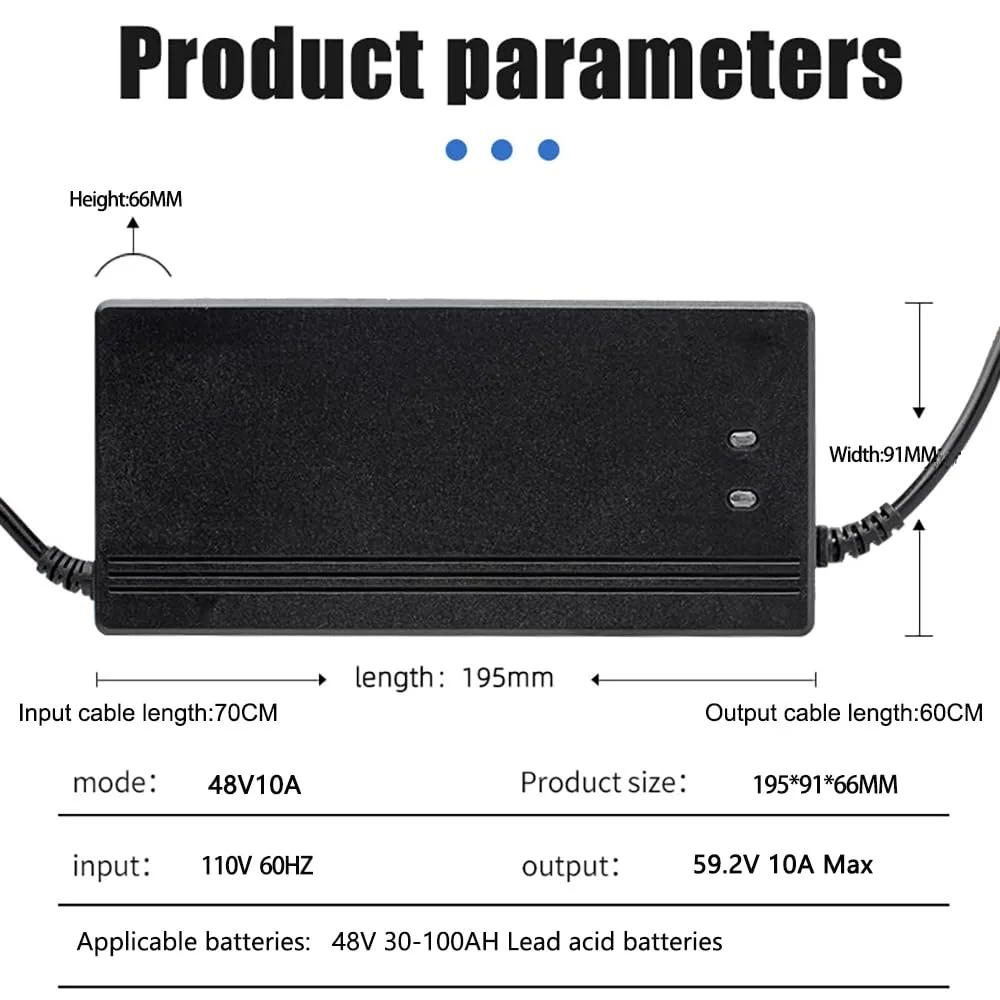 Xtuboz 48V 10A Lead-Acid Golf Cart Battery Charger image 3