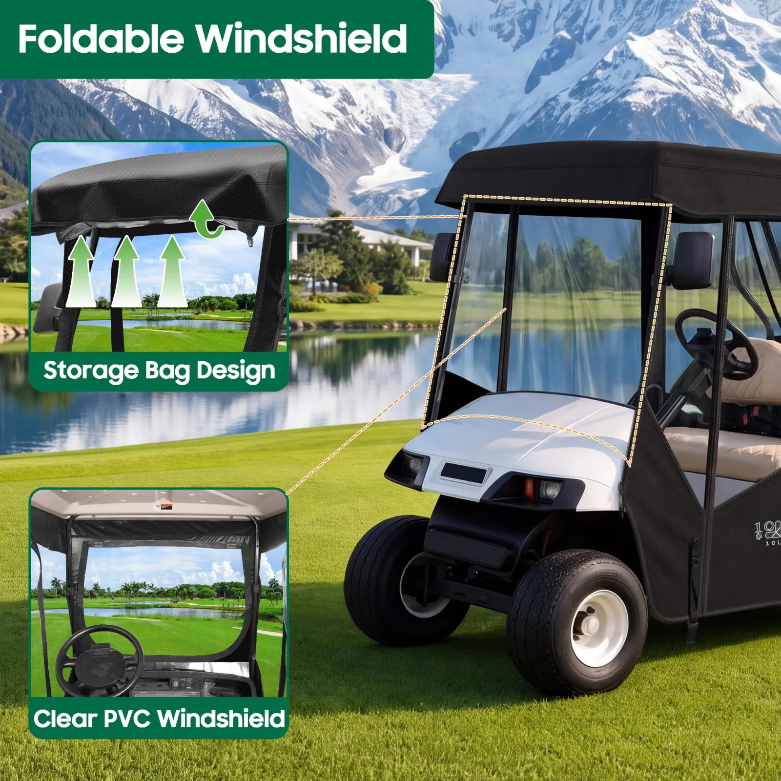 10L0L 2-Passenger Golf Cart Enclosure for E-Z-GO and Club Car image 4