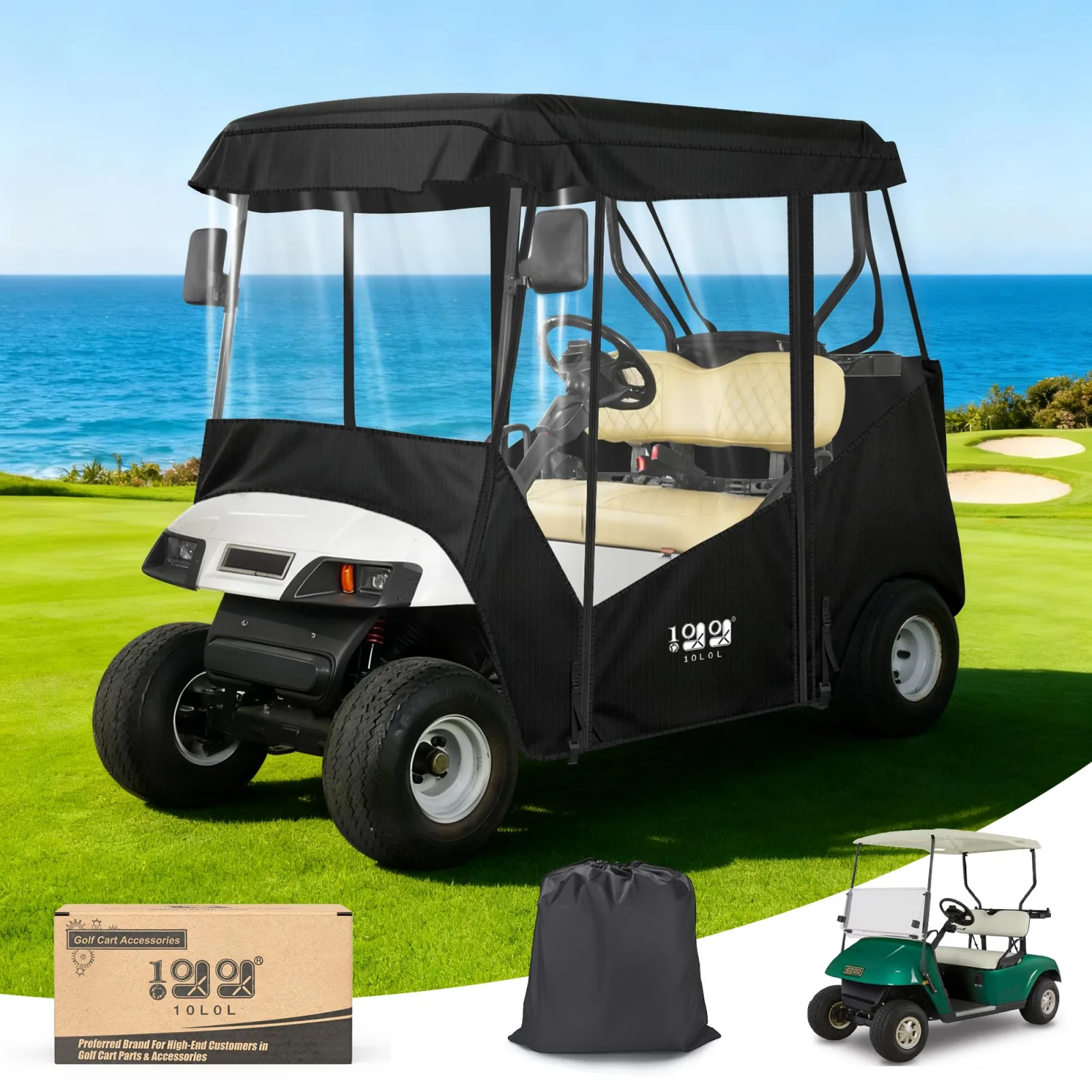 10L0L 2-Passenger Golf Cart Enclosure for E-Z-GO and Club Car