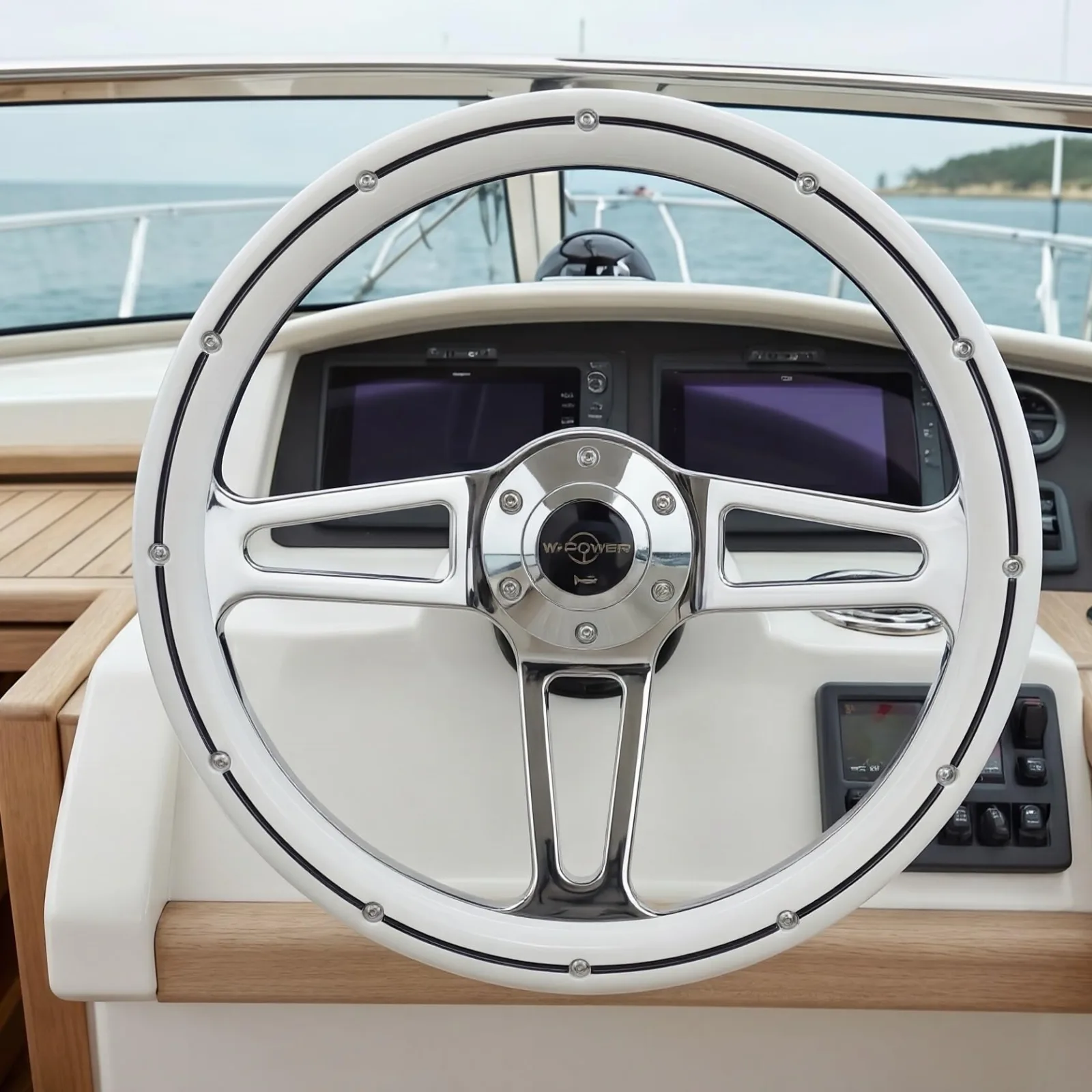 N2MU 13.8-Inch Golf Cart Steering Wheel, White image 4