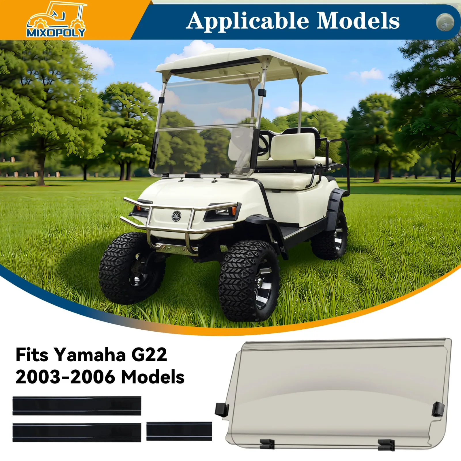 Mixopoly Tinted Windshield for Yamaha G22 2003-2006 image 2