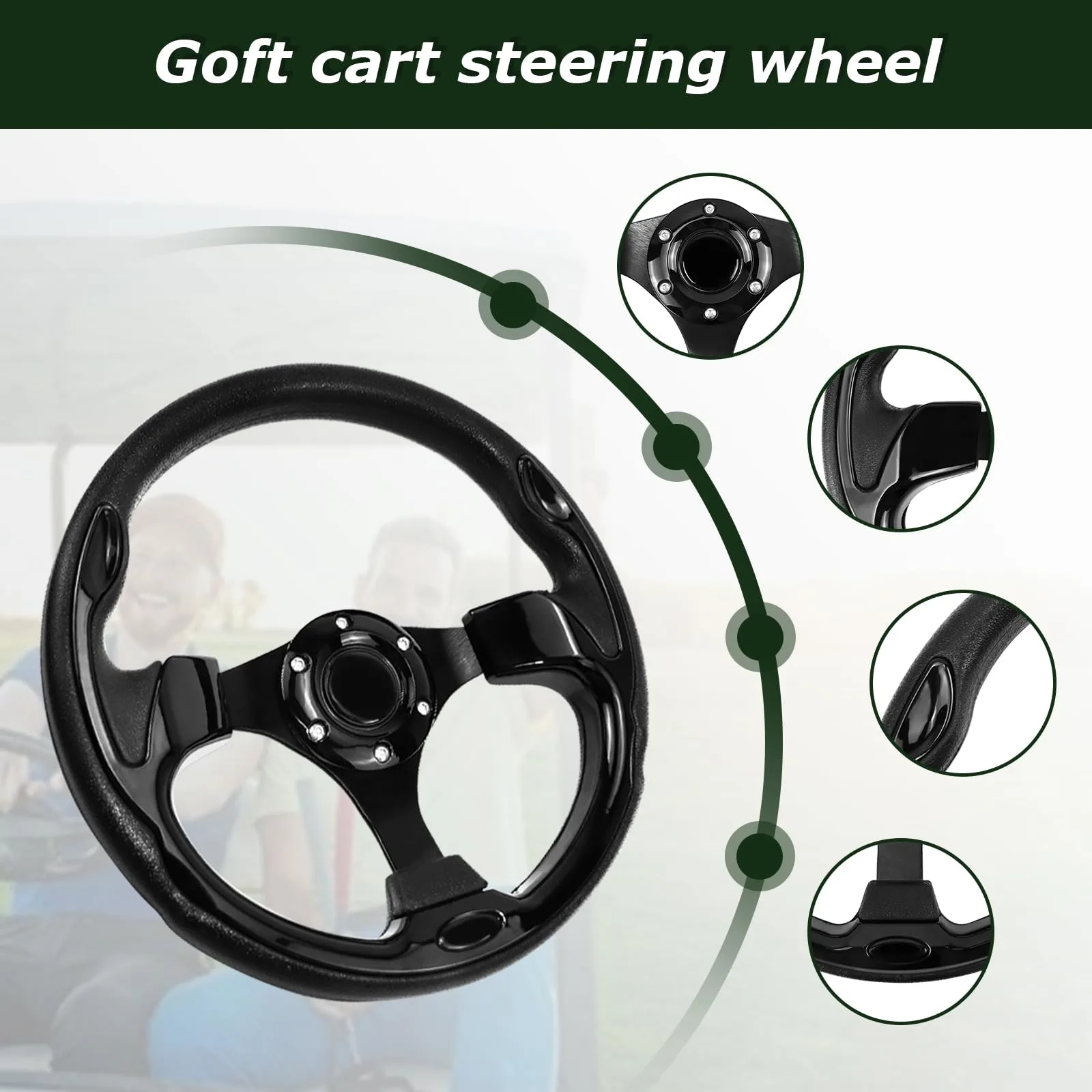 QYMOPAY 12.5-Inch Golf Cart Steering Wheel QSW1009-001 image 3