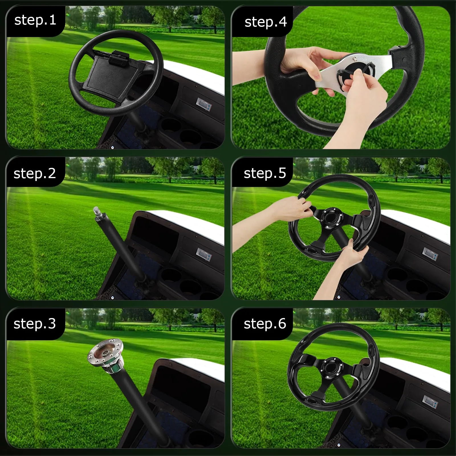 QYMOPAY 12.5-Inch Golf Cart Steering Wheel QSW1009-001 image 4