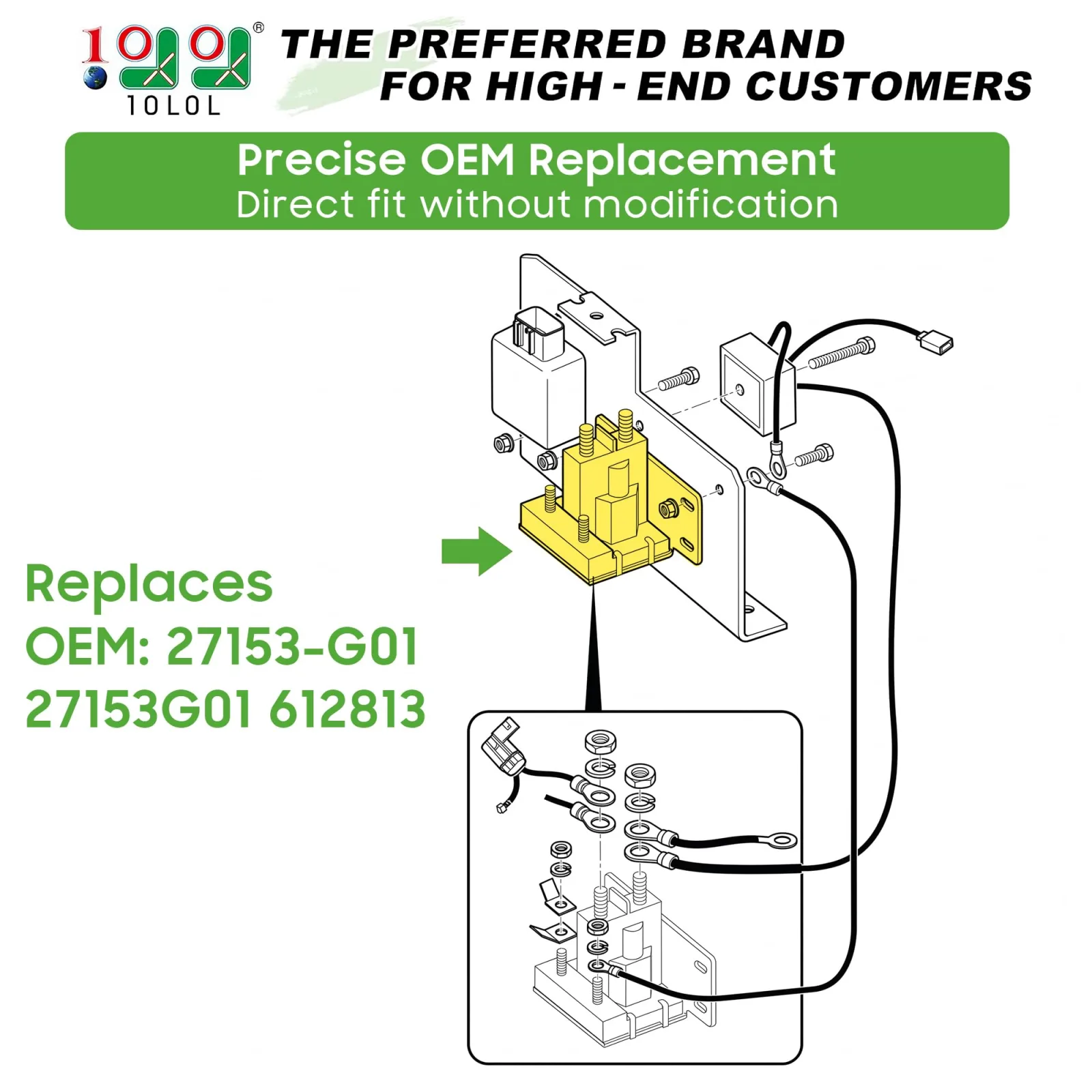 10L0L 14V Solenoid for E-Z-GO TXT Gas Carts 27153-G01 image 2